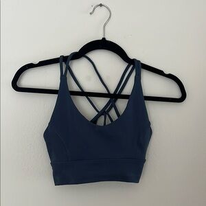 Women's Strappy Blue Sports Bra
